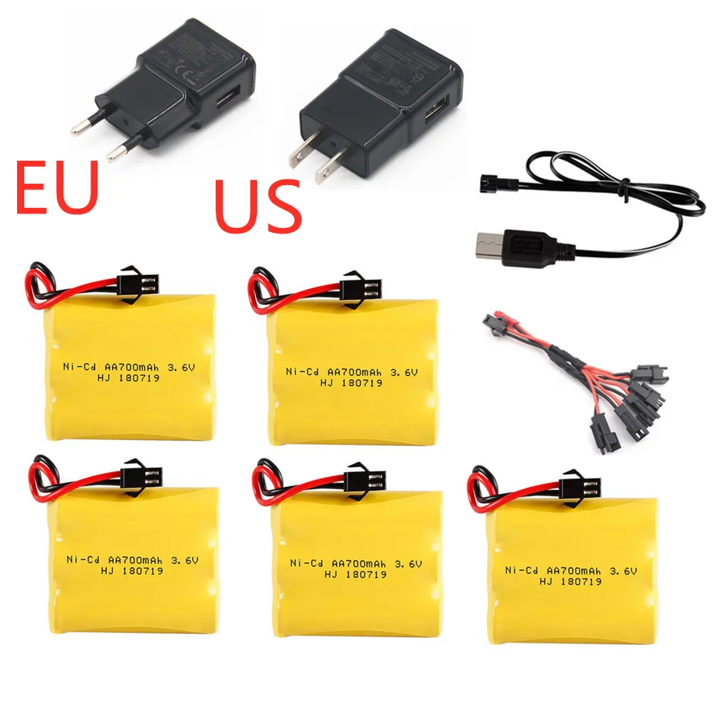 3.6V 700Mah Battery Charger Set Per Rc Serbatoio Auto Giocattolo Treno Barca Robot Pistola Nicd Aa 3.6V Batteria Ricaricabile