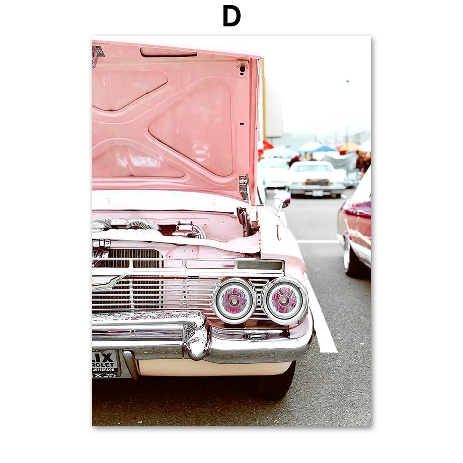Pink-Rose-Flamingo-Flower-Vintage-Car-Wall-Art-Canvas-Painting-Nordic-Posters-And-Prints-Wall-Pictures (6)