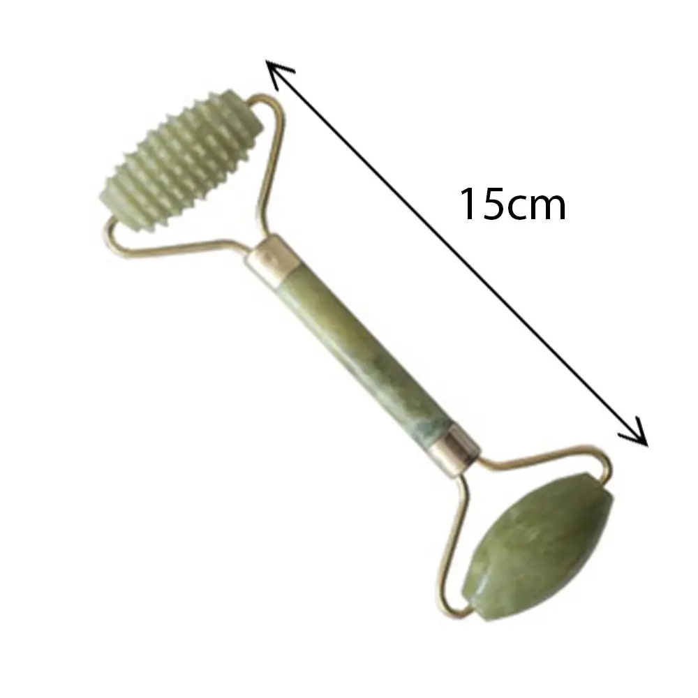 Натуральный нефритовый массажный ролик с двойной головкой, Нефритовый роликовый лицевой ролик из натурального камня для похудения, инструменты для ухода за кожей Шеи, декоративные камни - Цвет: roller