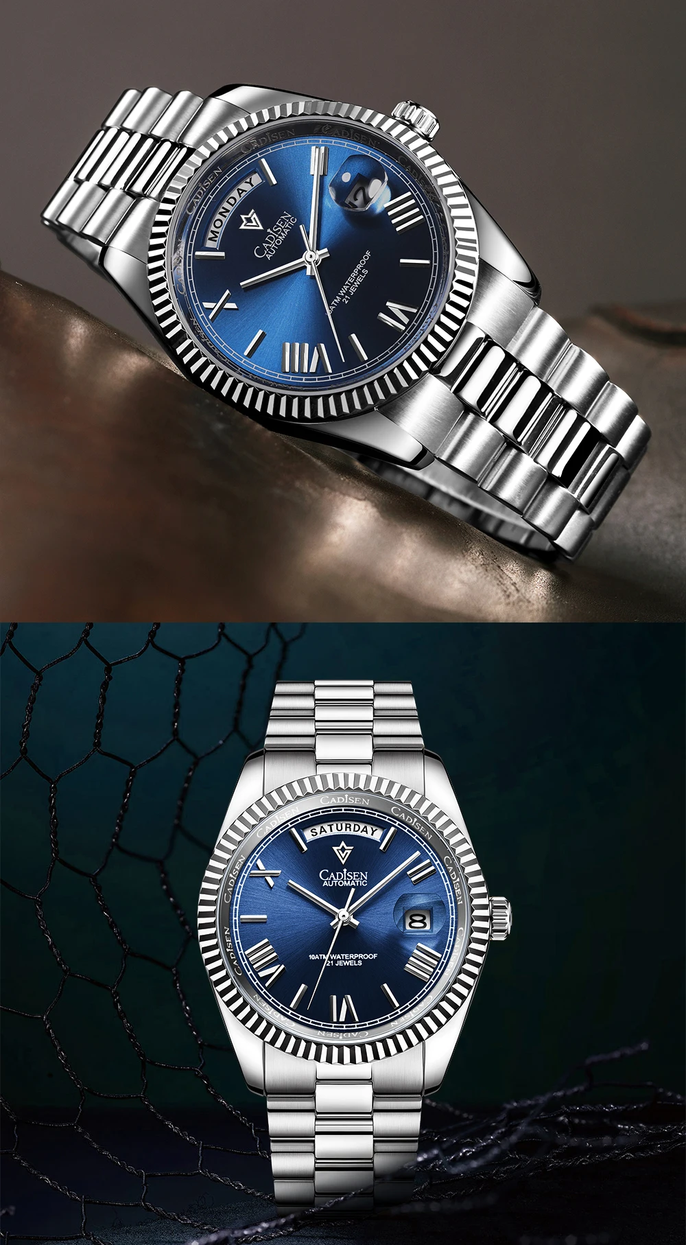 CADISEN 2021 Men Watches Swimming 10Bar Waterproof Screw Crown Japan Miyota Movement Mechanical Watch Newest Version Wristwatch
