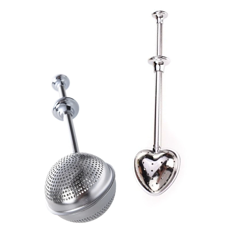 

1Pcs Heart-Shape Push Style Tea Infuser Strainer & 1Pcs Strainer / Infuser / Tea Spoon Shaped Ball Style Push