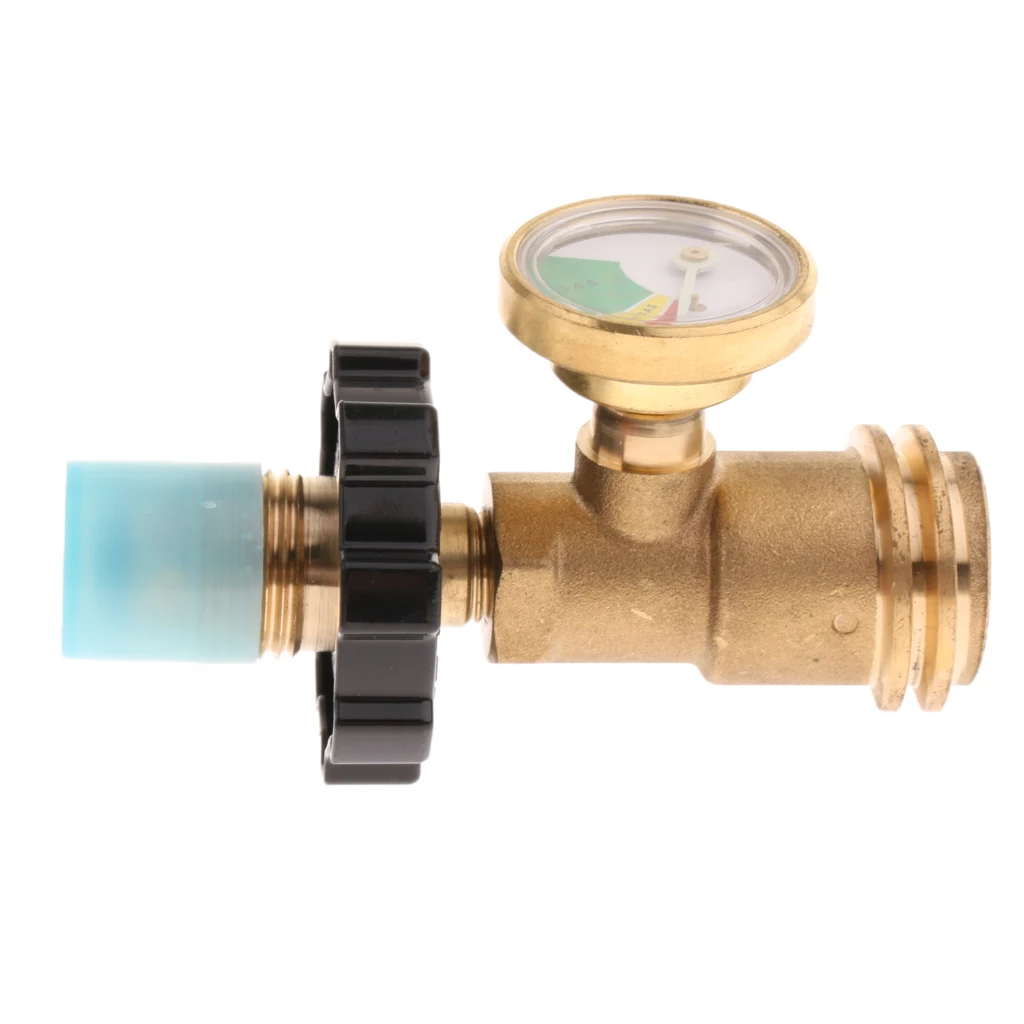 Propane Tank Brass Adapter with Pressure Gauge Master  Gas Grill BBQ
