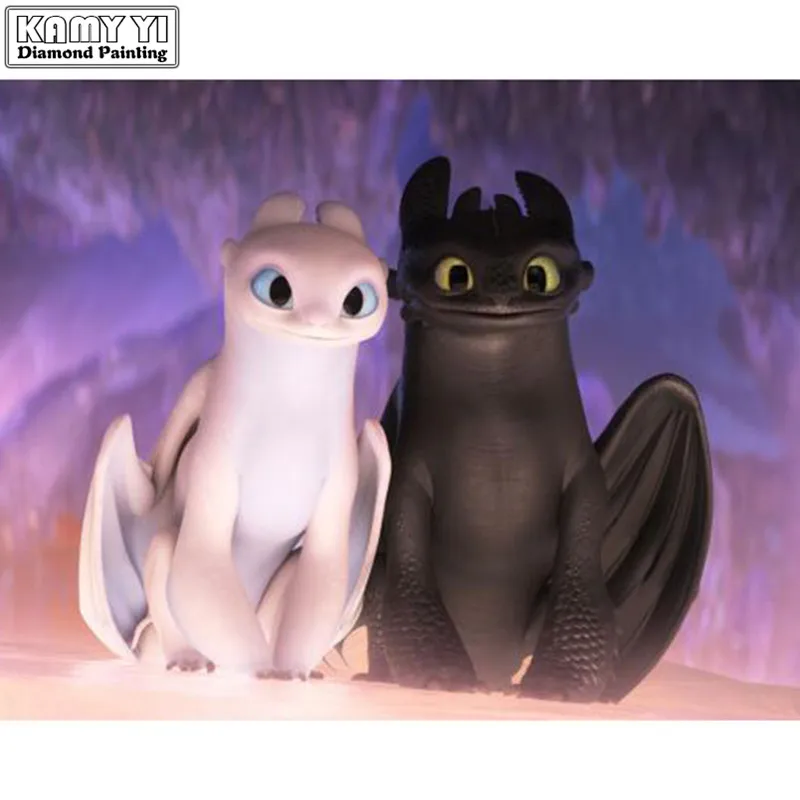5D DIY Diamond Mosaic White Black Dragon Embroidery Painting Animals Picture Of Rhinestone Needlework Home | Дом и сад