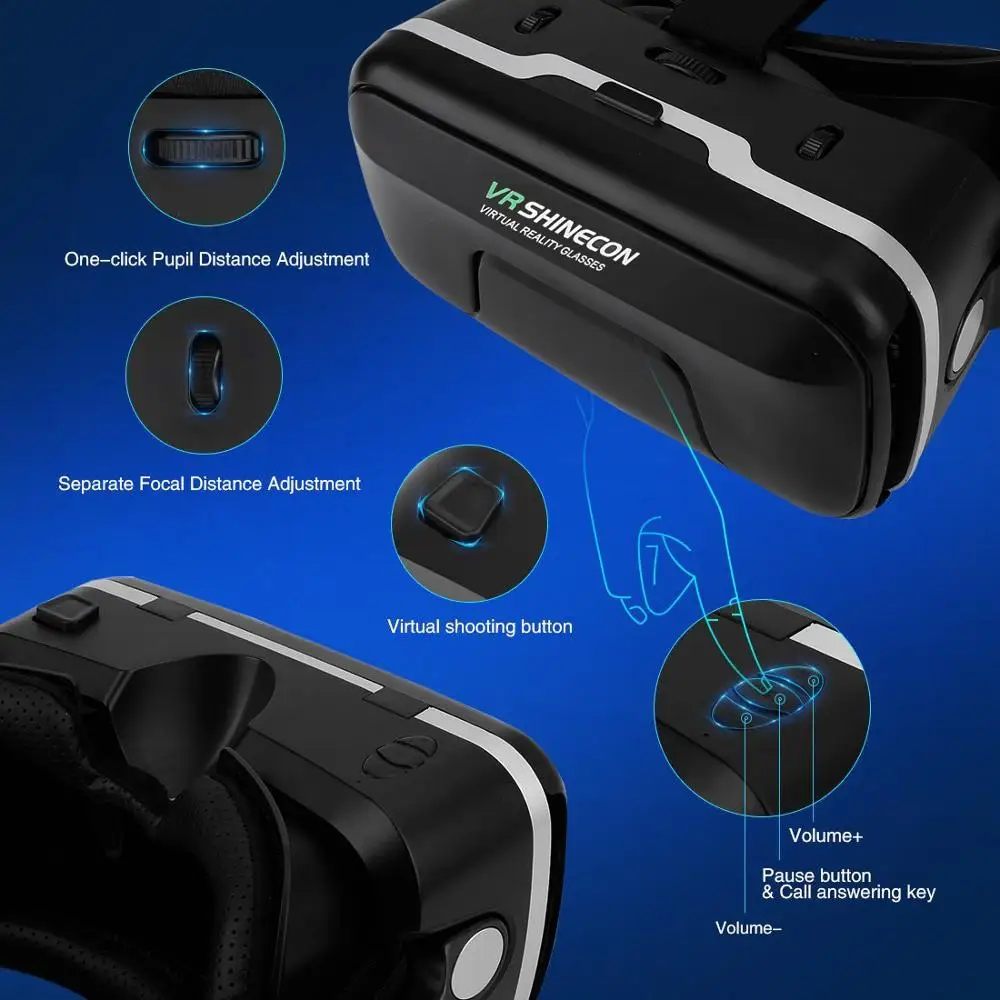 Очки виртуальной реальности Shinecon Z4 VR улучшенные большие очки для просмотра с
