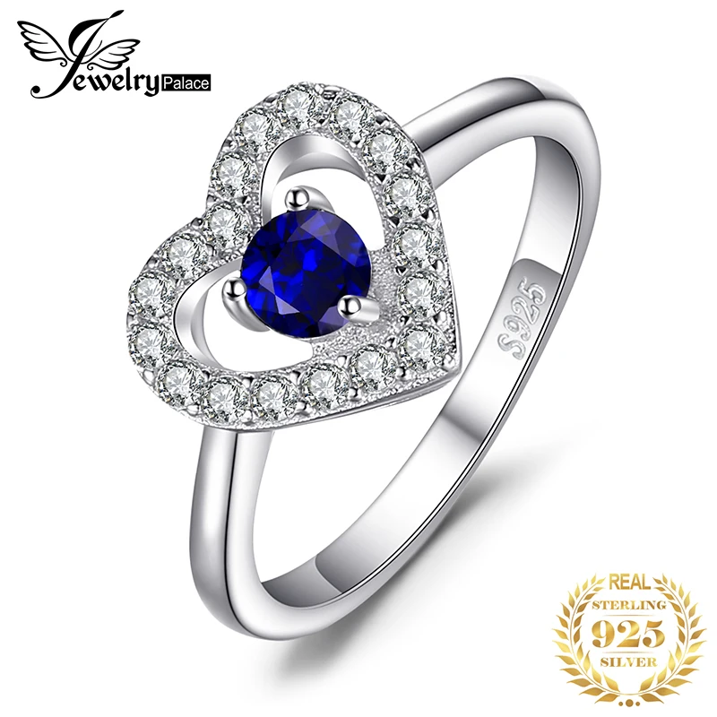 Jewelrypalace сердце любовь 0.6ct создан синий шпинель кольцо стерлингового серебра 925 подарок для Для женщин Лидер продаж