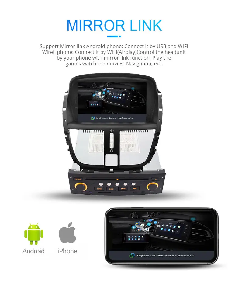 Best LJHANG 1 Din Car DVD Player Android 9.0 For Peugeot 207 2008-2014 GPS Navigation auto stereo headunit radio multimedia RDS Audio 6