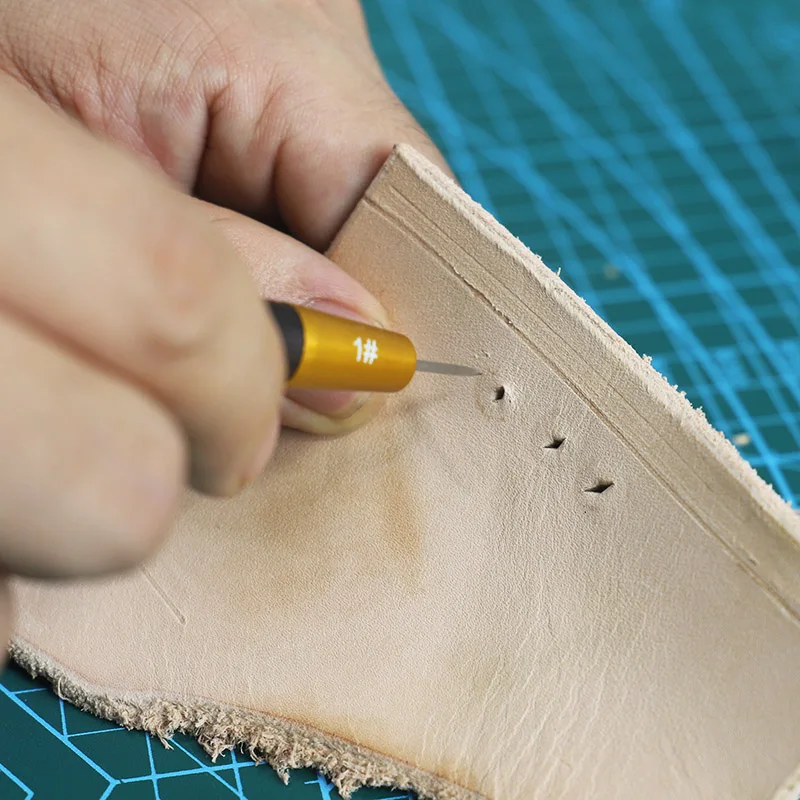 WUTA Diamond Shape Stitching Awl Ebony Blackwood Handle Leather Craft