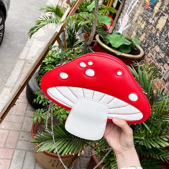

Small PU Leather Crossbody Bags For Women 2020 Lady Luxury Cross Body Bag Cartoon Mushroom Shape Shoulder Messenger Handbag D562