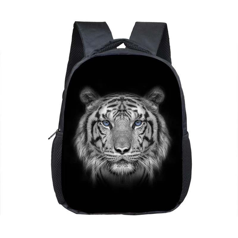 Mini zaino con stampa di animali selvatici bianchi neri borsa da scuola con  Design di lupo leone tigre selvaggia per zaini ortopedici per ragazzi| | -  AliExpress