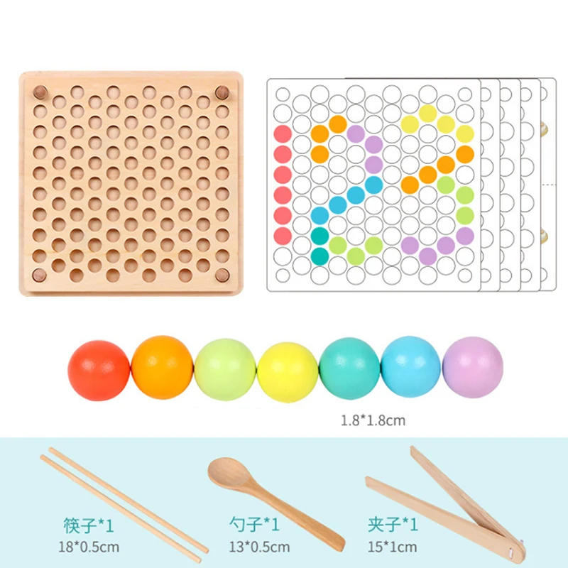 Wooden Beads Game Montessori Educational Early Learn Children Clip Ball Puzzle Preschool Toddler Toys Kids For Children Gifts