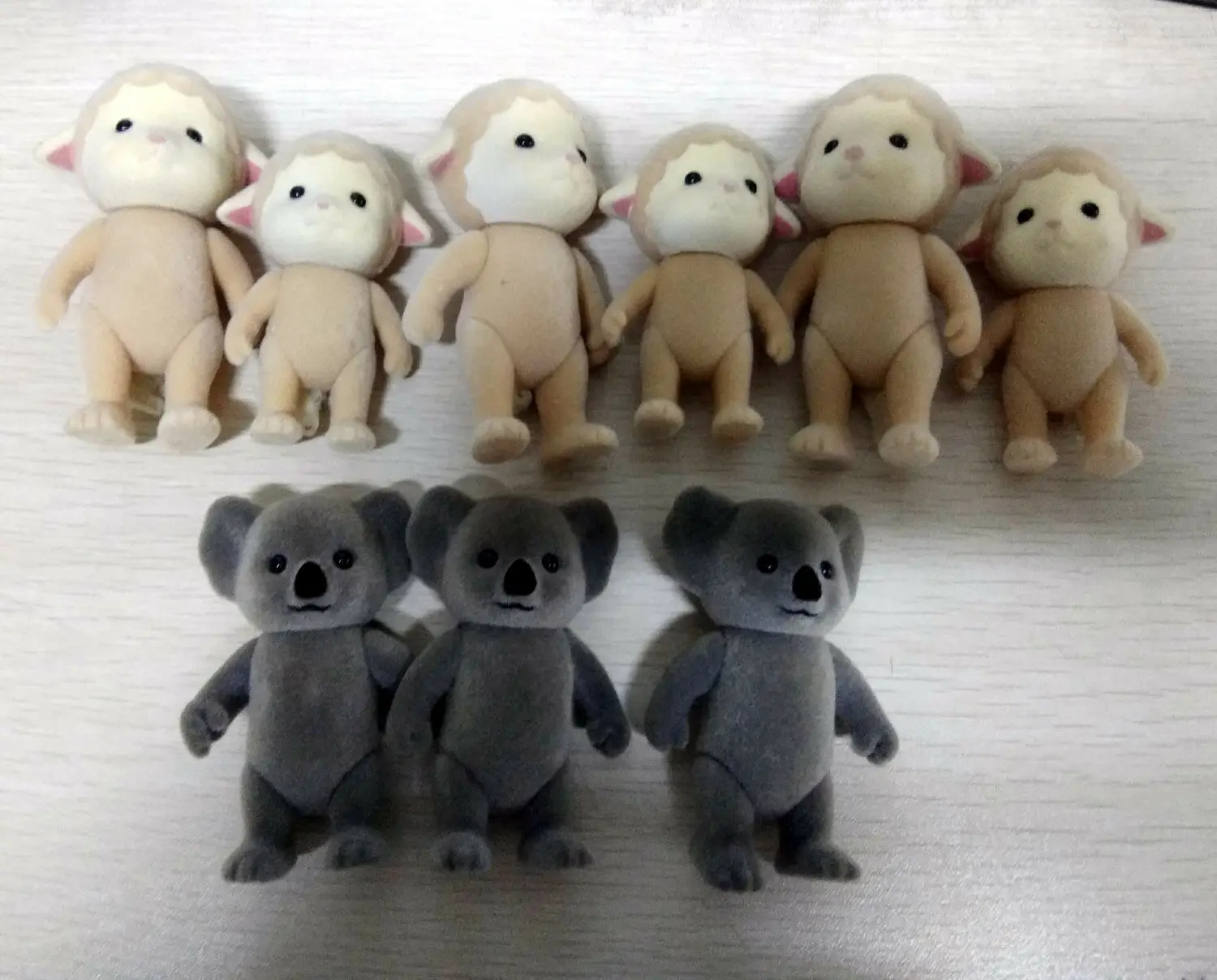 Dollhouse Toy Family 6pcs Beige Sheep &amp 3pcs Grey Bear Figure Doll Gift | Игрушки и хобби