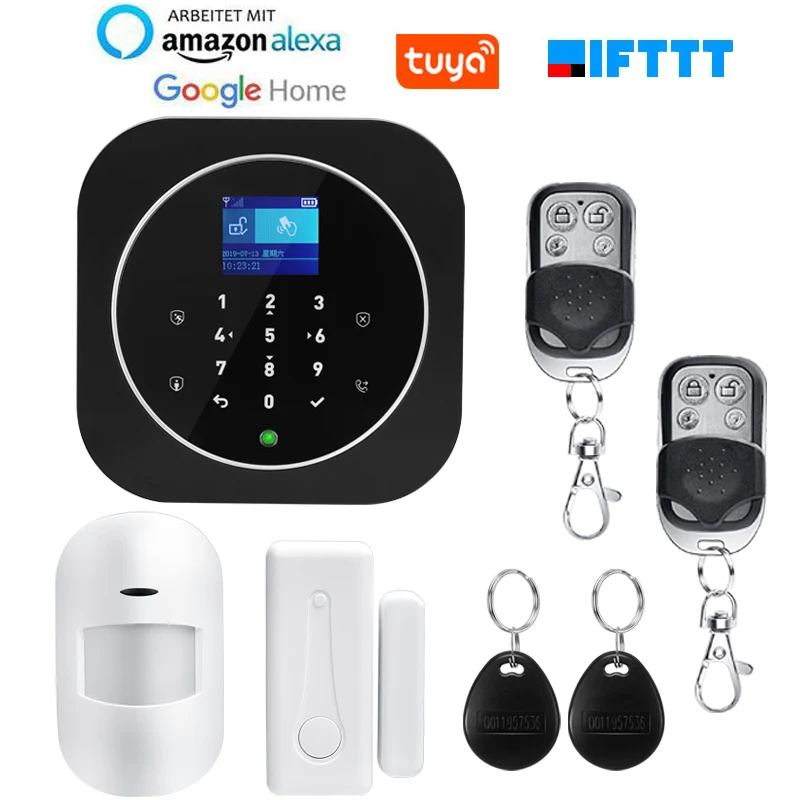 

TUYA Wifi GSM Home Burglar Alarm System 433MHz Detector Alarm Support 2.4G WIFI & SIM Card Voice Intercom Wifi APP