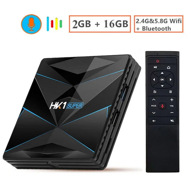 Super HK1 Android 9 Smart tv BOX Google Assistant RK3318 4K 3D HD 4G 64G 2,4G 5G Wifi tv Play Store Бесплатные приложения быстрая телеприставка - Цвет: 2G 16G Voice Remote