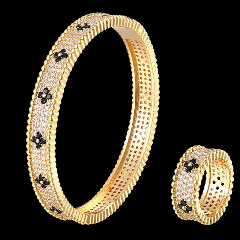 Zlxgirl, роскошный бренд, простой AAA кубический циркон, браслет и кольцо, ювелирный набор, свадебный браслет, Пара подарков, Сумка