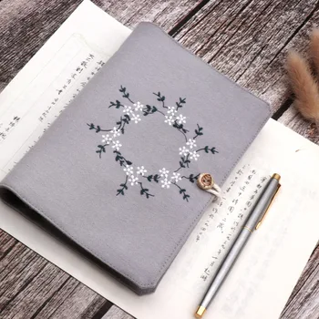 

3D Flower Embroidered Loose leaf Notebook Cotton Washable Cover 6 Inner Travel Journal Diary A5 A6 Notepad Fresh Stationery Gift