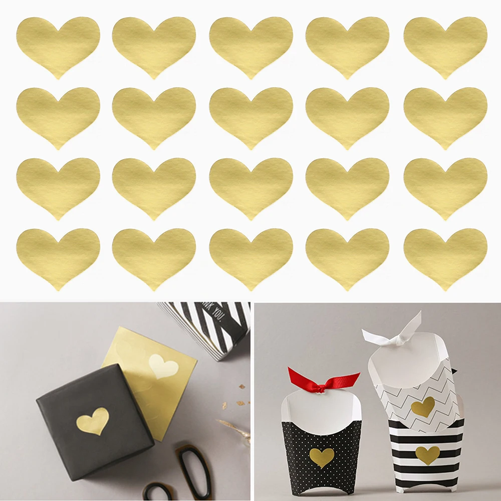 240Pcs/10 Sheets Golden Heart Handmade Cake Candy Packaging Sealing Label Sticker Baking DIY Gift Party Stickers Seal