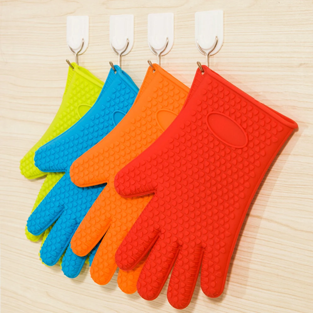 

1Pcs Practical Kitchen Bakery Heat Resistant Silicone Glove Cooking Baking BBQ Oven Pot Holder Mitt Kitchen Oven Mitts 4