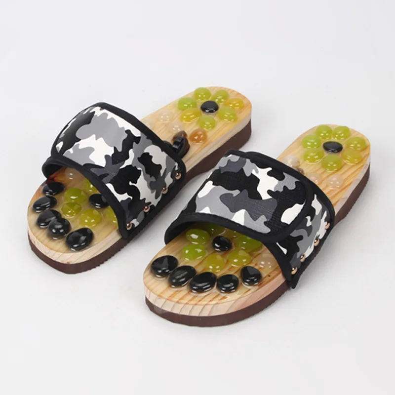 

Peng hang Thick Bottomed Anti-slip Cobble Natural Plantar Acupoint Men And Women yang sheng xie Camouflage Massage Slippers Foot