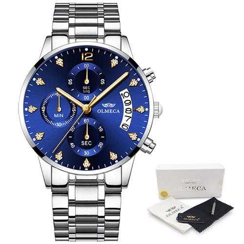 OLMECA Мужские часы Роскошные спортивные модные военные водонепроницаемые кварцевые наручные часы Relogio Masculino Известный Топ бренд часы будильник - Цвет: B-Silver Blue
