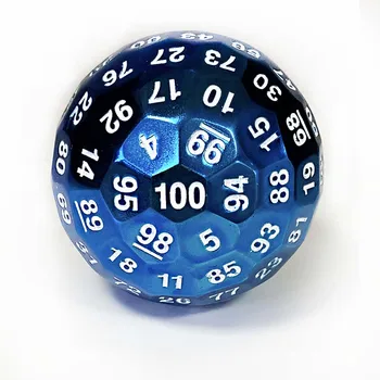 

HYMGHO metal Polyhedral Dice 100 Sides Dice, Transparent D100 die, 100 Sided Cube, D100 Game Dice,100-Sided Cube of Blue