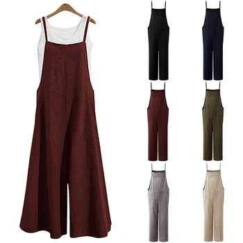 

CYSINCOS 2020 Summer Women Jumpsuits Sleeveless Sexy Spaghetti Strap Rompers Casual Loose Pants Wide Leg Oversized Playsuits