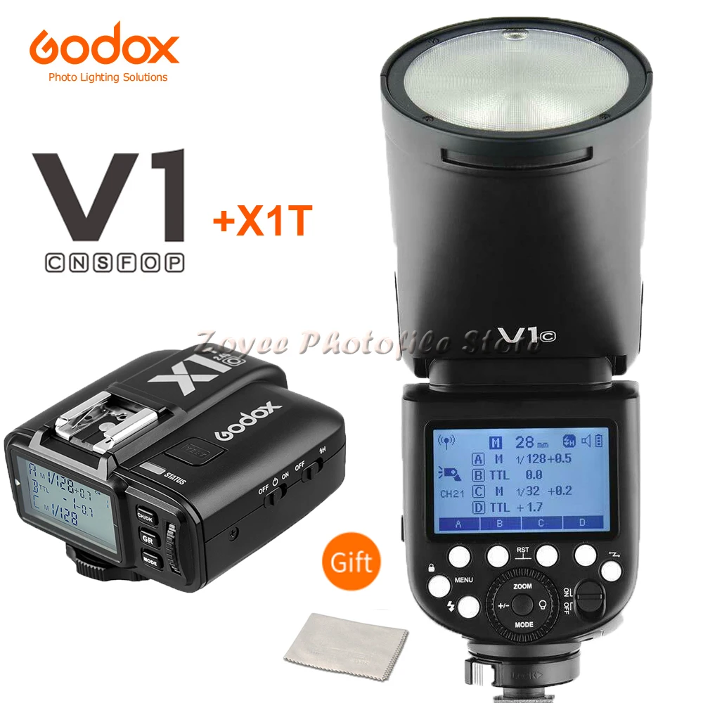 Godox V1 V1S/V1N/V1C/V1O/V1F ttl Li-Ion круглая головка вспышка для фотоаппарата вспышка для Nikon/sony/Canon/Fujifilm/Olympus w/XPRO триггер - Цвет: V1 with X1T