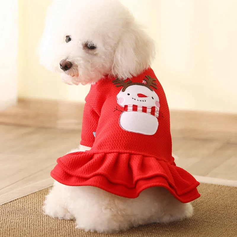 Теплая одежда для домашних животных костюм для девочки с собакой платье принцессы симпатичная одежда с 2 леггинсами Рождественский наряд