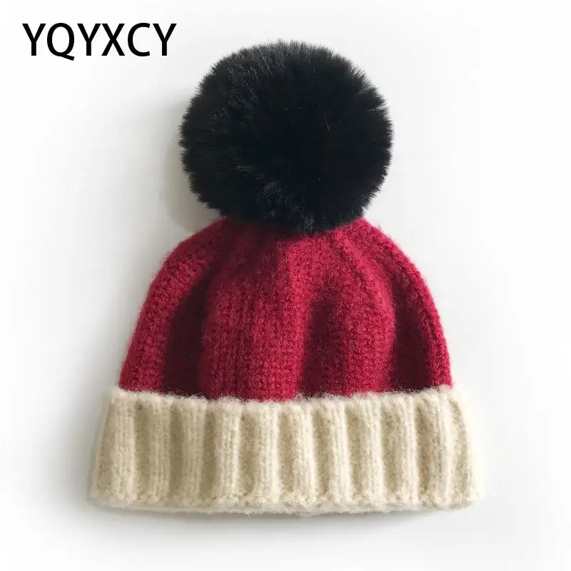 

YQYXCY Children Hat Beanie Winter Cap With Pompom Knitted Beanie Hats For Girls Boys Cute Pom Pom Hat Kids Baby Bonnets Gorro