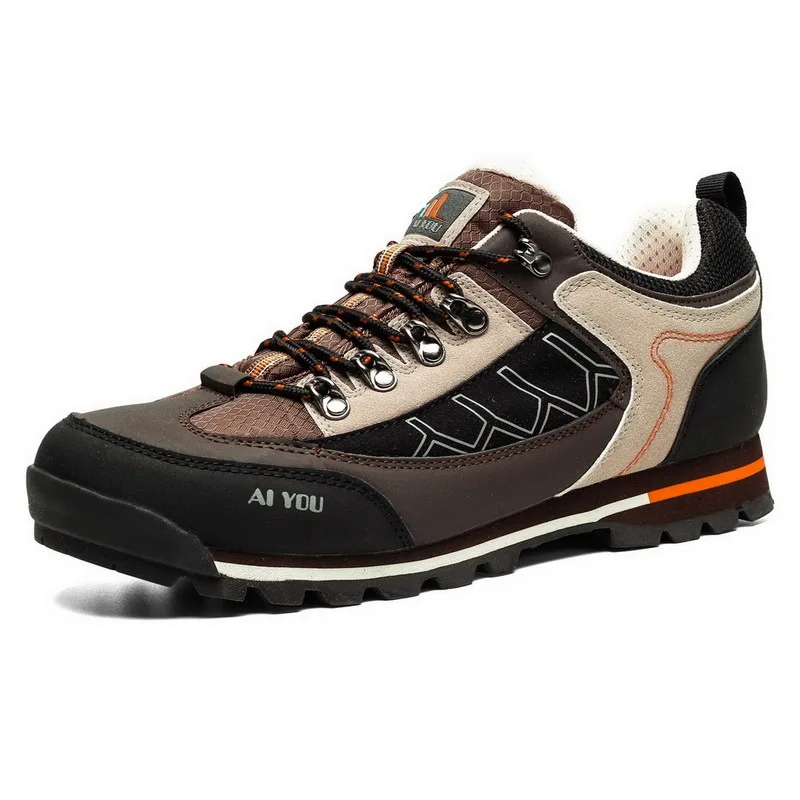 Размер 39-46, Мужская походная обувь, уличная альпинистская горная обувь, водонепроницаемая походная спортивная обувь для мужчин, профессиональные походные ботинки - Цвет: 666-Brown gray