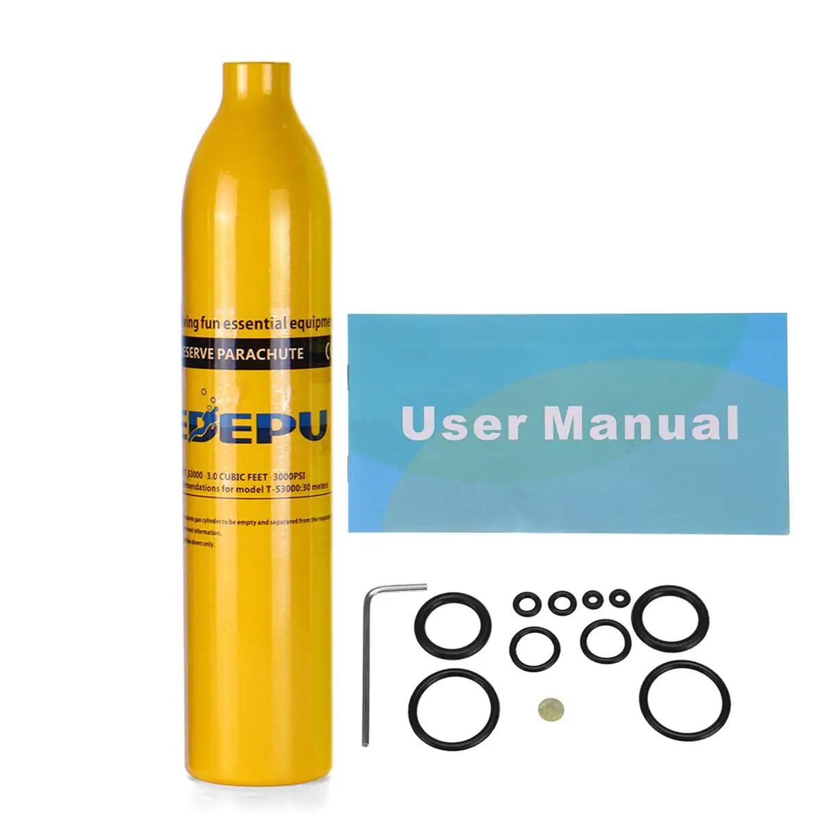 Yellow DIDEPU 0.5L Oxygen 0.5L Diving Equipment Mini Scuba Diving Cylinder Scuba Oxygen Cylinder Air Tanks without Head - Цвет: Yellow
