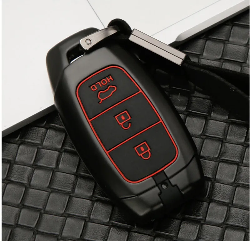 carbon Car Key Case For Hyundai Santa Fe TM I30 Solaris Azera Elantra Grandeur Accent Keychain Holder Protector Cover