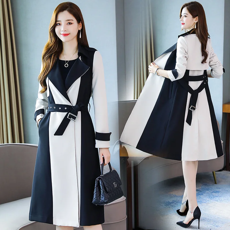 

Fashion Slim Fit Trench Coat Women's 2019 Autumn Joint Coat Fashion Slim Fit Slimming Mid-length Trench Coat