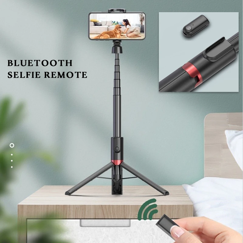 Selfie Stick 51&rdquo; Extendable Reinforced Aluminum Tripod for iPhone HUAWEI XiaoMi Samsung With Bluetooth Travel Phone Selfie Stand