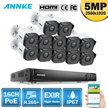 ANNKE 16CH HD 5MP POE сетевой видеорегистратор безопасности Системы 8MP H.265+ NVR, украшенное мозаикой из драгоценных камней, 12X5 Мп возможностью погружения на глубину до 30 м Цвет Ночное видение Водонепроницаемый WI-FI IP Камера