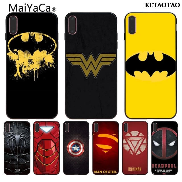 KETAOTAO Alliance Superhero Batman Wonder Woman для iPhone 4S 5C 5S 6S 7 8 XR XS MAX черный мягкий чехол телефона
