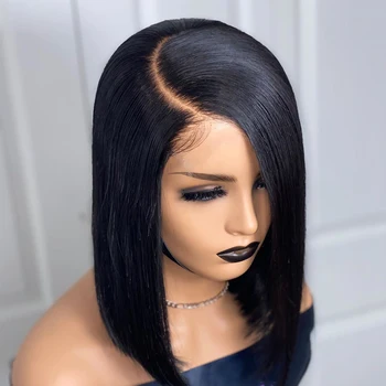 

Short Bob Wig Lace Front Human Hair Wigs 100% Brazilian Remy Hair 150% Density For Woman Pre-Plucked Bleached Knots Closure Wig