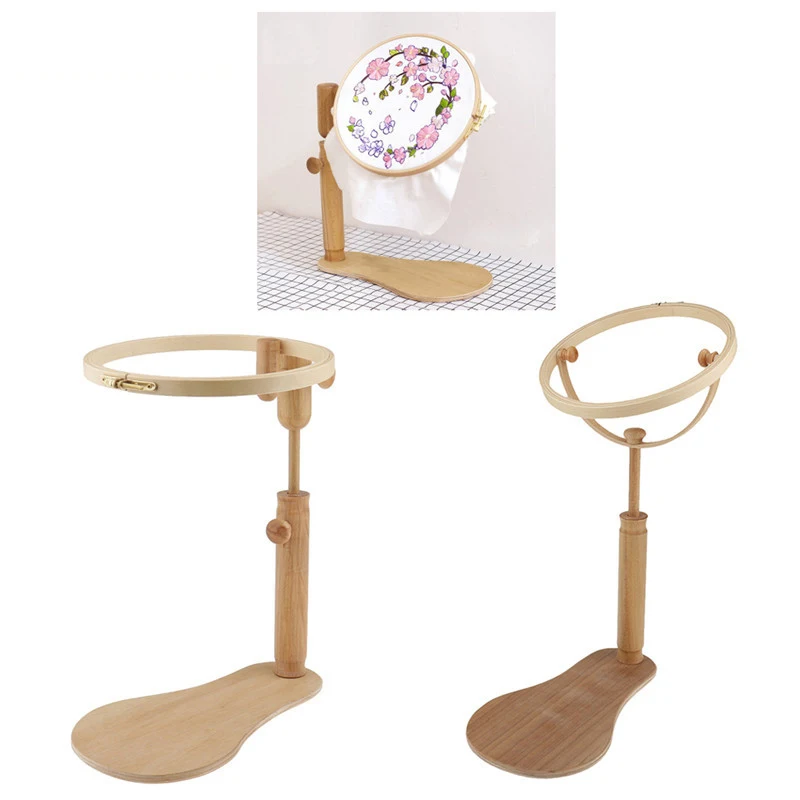 

Stand Embroidery Hoop Wooden Embroidery Cross Stitch Hoop Set Adjustable Desktop Frames Embroidery Hoop Ring Frame Sewing Tools