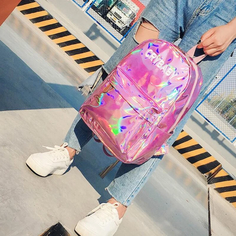 Yogodlns женский голографический рюкзак женский лазер малой мощности PU кожаный рюкзак для путешествий Серебристая голограмма школьные сумки для девочек-подростков
