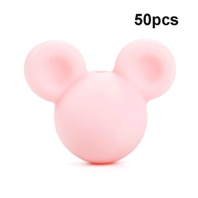 Rose quartz LOFCA 50 шт силиконовые бусины для прорезывания зубов Микки детские бусины для прорезывания зубов силиконовые бусины пищевого качества BPA бесплатно DIY Изготовление ожерелий с подвесками - Цвет: Rose quartz