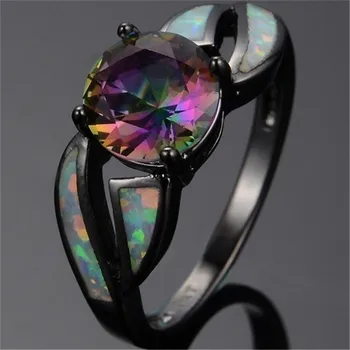 

New Hot Women's Ring Classic Multicolor Mystery Rainbow Black Color Ring For Female Friend Best Gift