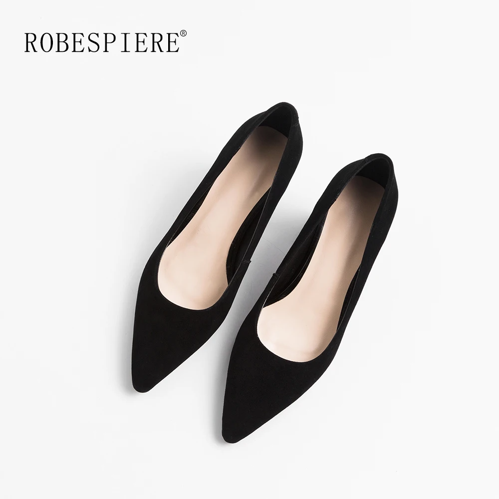 ROBESPIERE; Лидер продаж; женские офисные туфли-лодочки; качественные замшевые туфли на квадратном каблуке; женские классические туфли-лодочки с острым носком; A55
