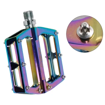 

MEIJUN Pedals 1 Pair Mountain Bike Aluminum Alloy Rainbow Bearing Pedals