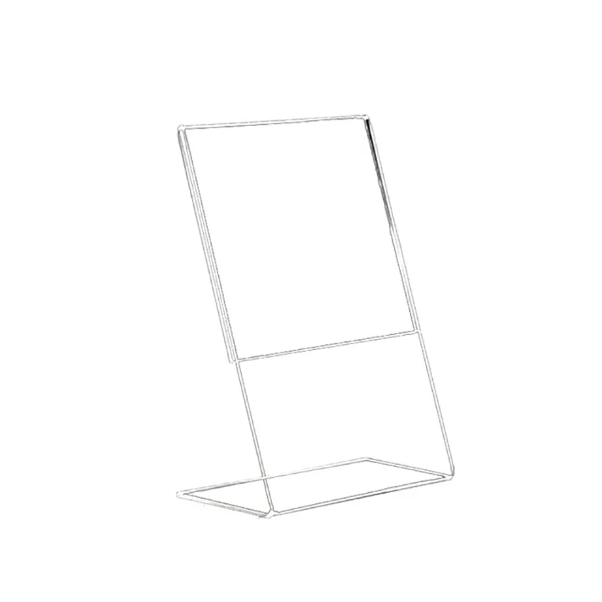 Acrylic Sign Display Holder Price Name Card Tag Label Stand Single Sheet 10x15x5.3cm for Home, Office, Store, Restaraunt a5 a4 1020 double sided page turning acrylic sign stand plastic desk stand menu card photo frame advertising office home store