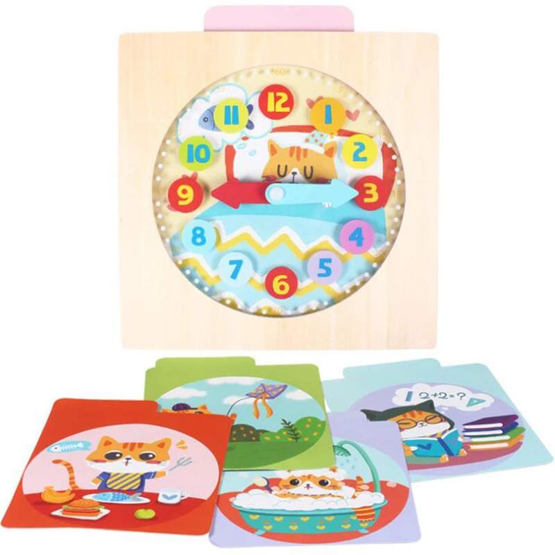 Время Когнитивная интеллектуальная игрушка для ребенка 3-6 лет цифровые деревянные часы малыш раннее образование Когнитивная детская игра
