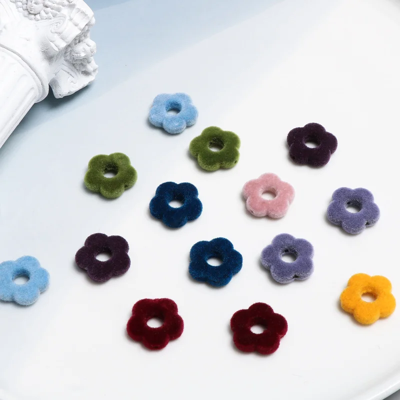 Small autumn and winter Vintage flocking hollow out small flower acrylic bead DIY hand Jewelry Earring nail accessories material | Украшения