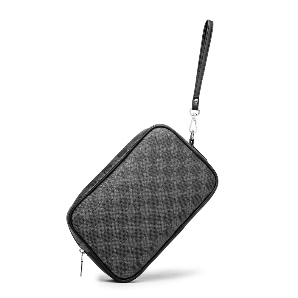 Small Mens Hand Bags For Men Black Brown Plaid Purses Waterproof Business Work Casual Designer Man Male 20 Zipper Cell Phone New