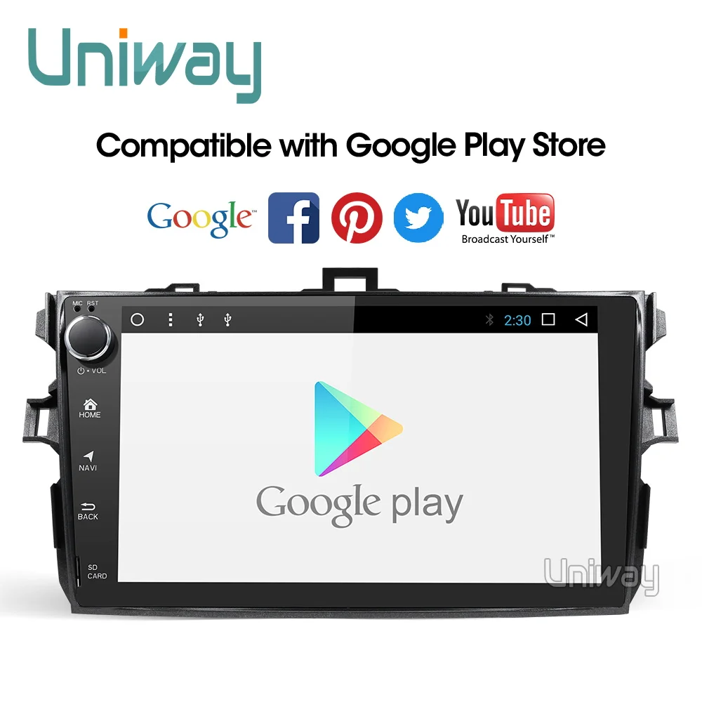 Uniway android 9,0 автомобильный dvd для toyota corolla 2008 2007 2009 2010 2011 2012 автомобильный проигрыватель с радио и GPS головное устройство навигация Мультимедиа