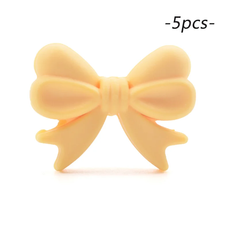 LOFAC Silicone Cartoon Bow Tie Beads - 5pcs Set for DIY Keychains & Jewelry Accessories