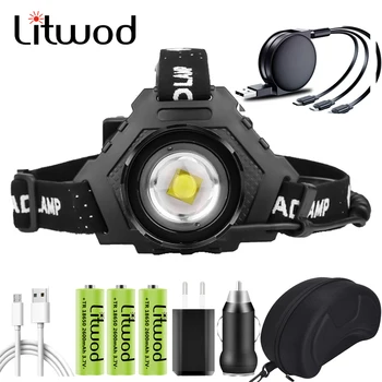 

Xhp90 Head Lamp Led Headlamp Headlight Power Bank 7800mah Flashlight 3 Pcs 18650 USB Rechargeable Battery Bulbs Litwod Zoom 2064