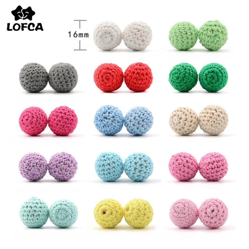 Baby Sensory-Toy Chewable Beads Jewelry Wooden LOFCA DIY Crib 16mm 20pcs Knitting